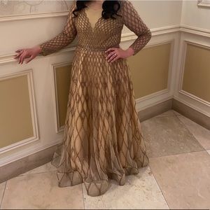 Gold Beaded Dress Size 12 wedding or prom